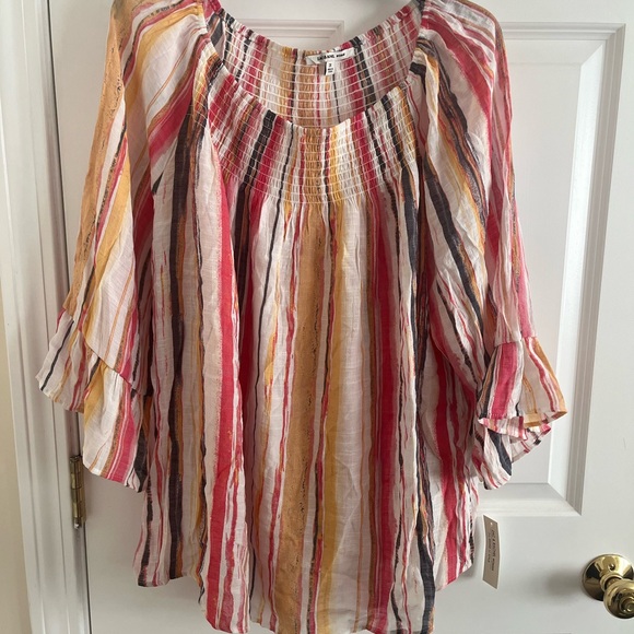 Zac & Rachel Red and Yellow Striped Blouse - Picture 1 of 1